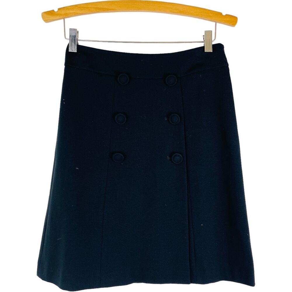 NEW Talbots black preppy button stretch academia office midi skirt 2P